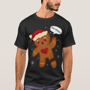 Red Cheeks Oh Snap Broken Gingerbread Santa T-Shirt