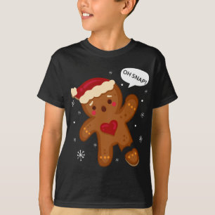 Red Cheeks Oh Snap Broken Gingerbread Santa T-Shirt