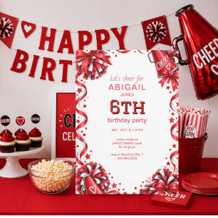 Red Cheer Birthday Party Invitation
