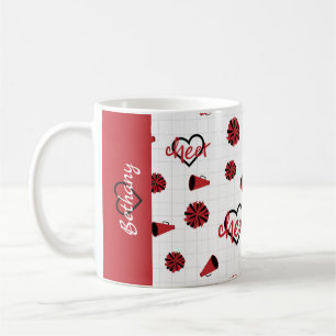 Red Cheer Hearts, Pom Poms, Megaphone Pattern Coffee Mug