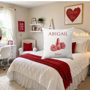 Red Cheer Personalised Name & Year Cushion