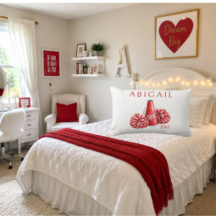 Red Cheer Personalised Name & Year Lumbar Cushion