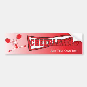 Red Cheerleader Girl Silhouette Bumper Sticker