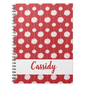Red Cheerleader Pom Pom Pattern Notebook