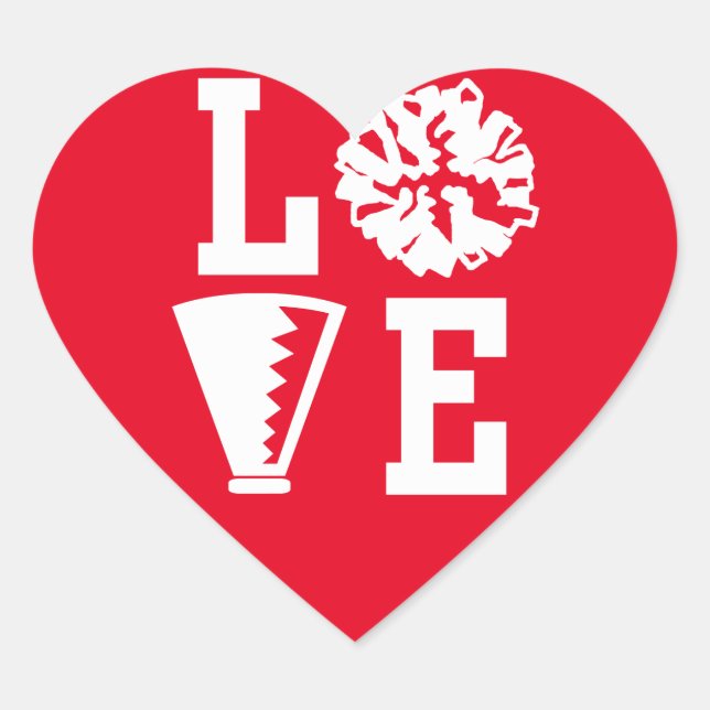 Red Cheerleaders Love Heart Sticker (Front)