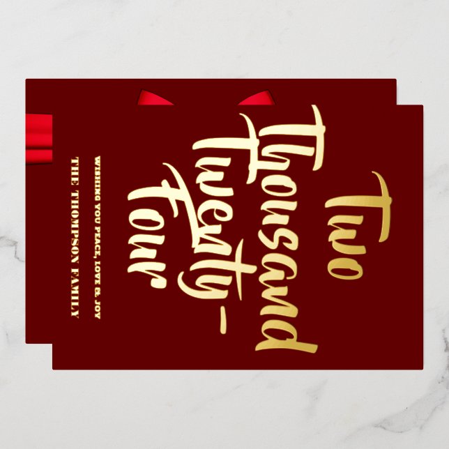  Red Cheers to 2024, red ribbon (Front/Back)