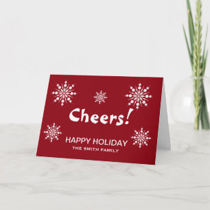 Red Cheers to Holiday Christmas Snowflake Card