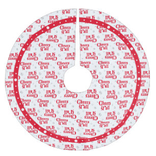 Red Cheers Y'all Patterned Brushed Polyester Tree Skirt