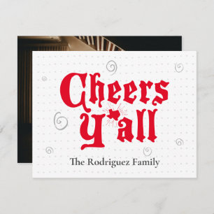 Red Cheers Y'all Photo Holiday Card