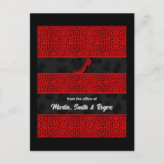 Red Cheetah Print Personalised Postcard (Front)
