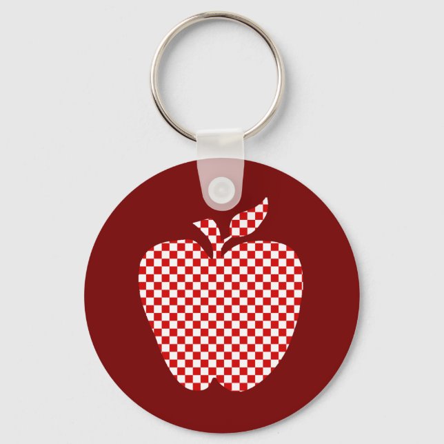Red Chequered Apple Teacher's Key Chain (Front)