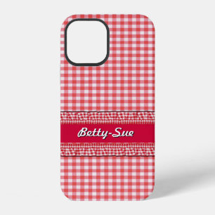 Red Chequered Case with Your Name