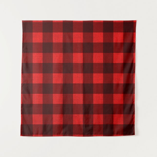Red Chequered Fabric Background Texture Tapestry (Front)