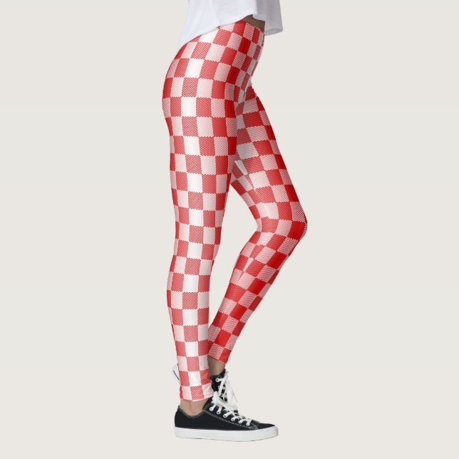 Red Chequered Geometric Leggings (Right)