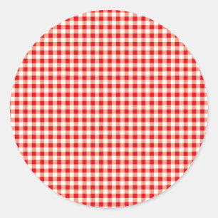 Red chequered, just squares classic round sticker