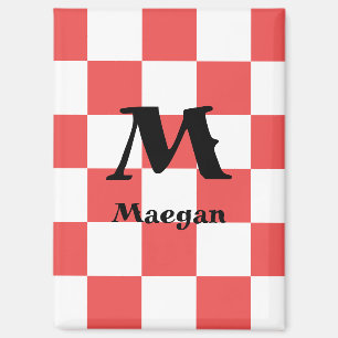 Red Chequered Pattern Background Magnet