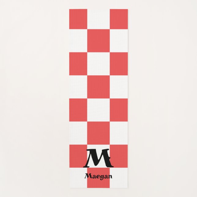 Red Chequered Pattern Background Yoga Mat (Front)