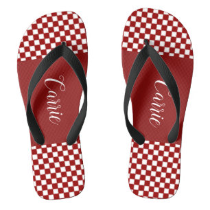 Red Chequered Personalised Jandals