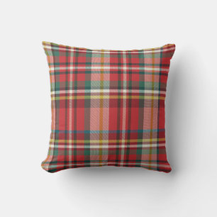 Red Chequered Plaid Rustic Grandma Holiday Cushion