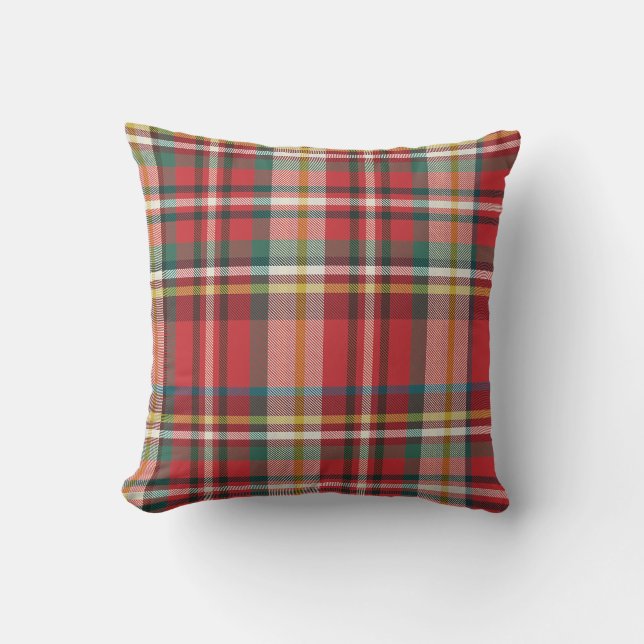 Red Chequered Plaid Rustic Grandma Holiday Cushion (Front)