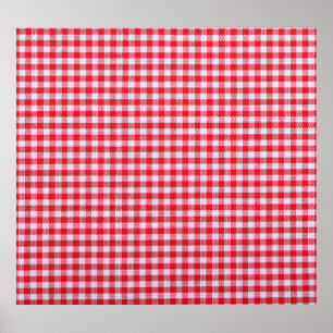 Red Chequered Tablecloth Close-Up. Poster