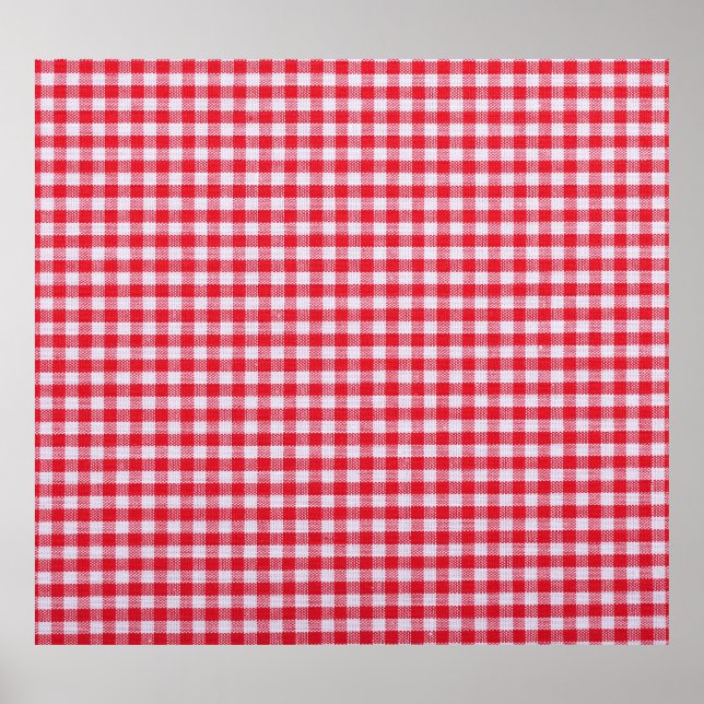 Red Chequered Tablecloth Close-Up. Poster (Front)