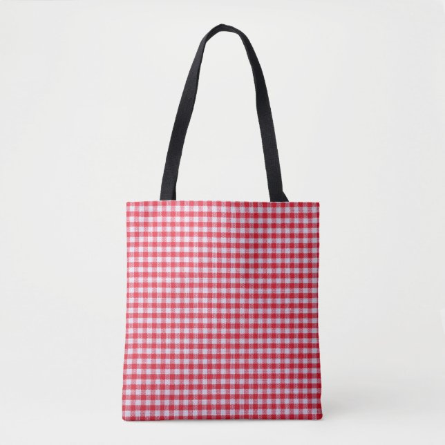 Red Chequered Tablecloth Close-Up. Tote Bag (Front)