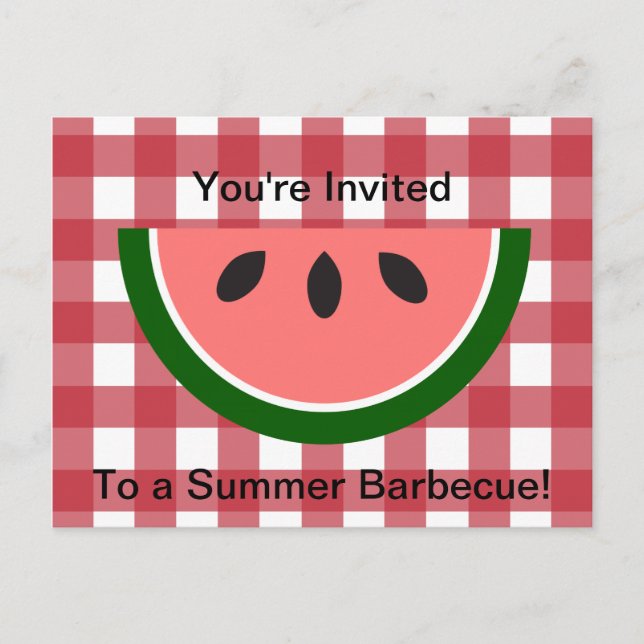 Red Chequered Tablecloth Watermelon Invitation (Front)