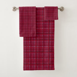 Red Chequered Tartan Bath Towel Set