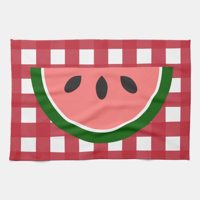Red Chequered Watermelon Kitchen Towel (Horizontal)