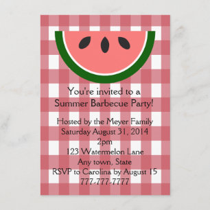 Red Chequered Watermelon Summer Party Invitation