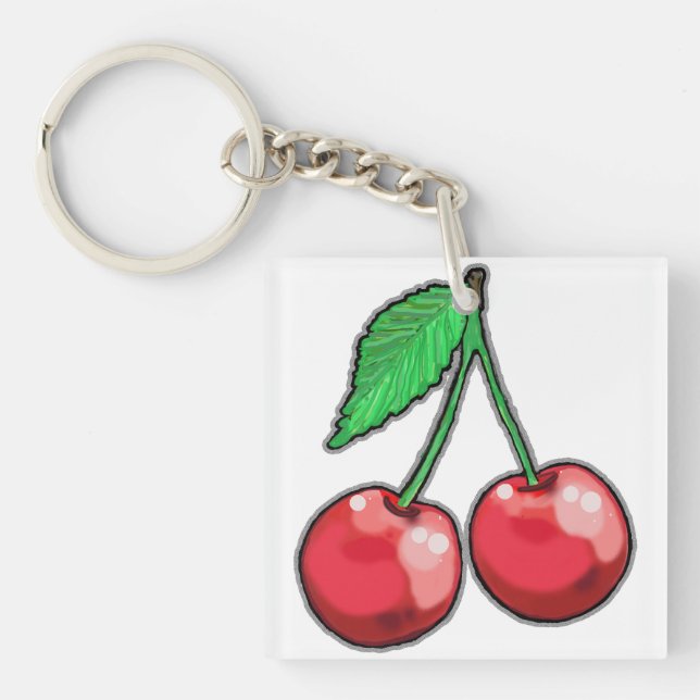 Red Cherries Acrylic Keychain (Front)