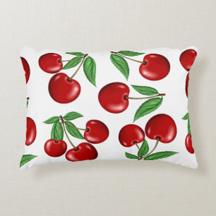Red Cherries All Over Pattern Decorative Cushion