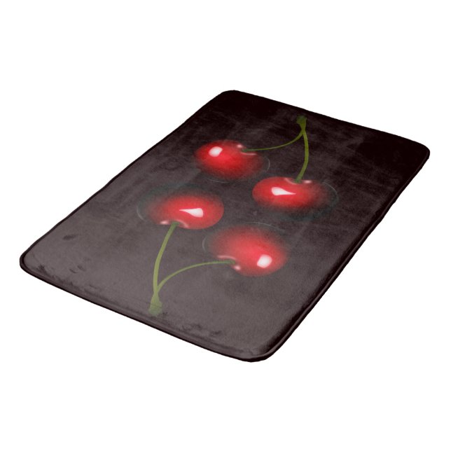Red Cherries Bath Mat - Choose Colors (Angled)