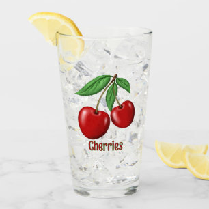 Red Cherries Design Personalised Glass