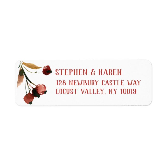 Red Cherries Elegant Return Address Label (Front)