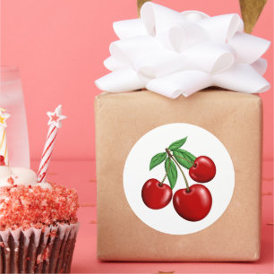 Red Cherries Fruit Fun Classic Round Sticker