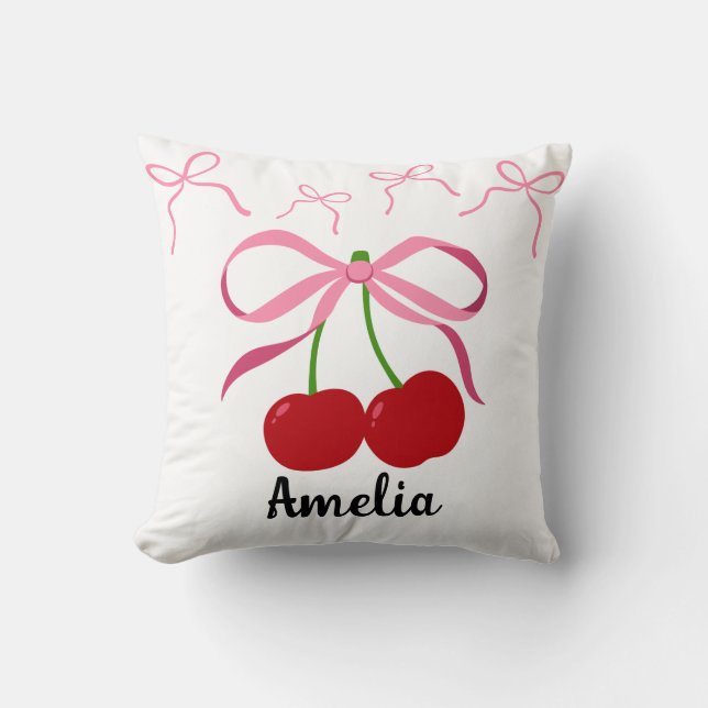 Red Cherries fruit pattern  Cushion (Front)