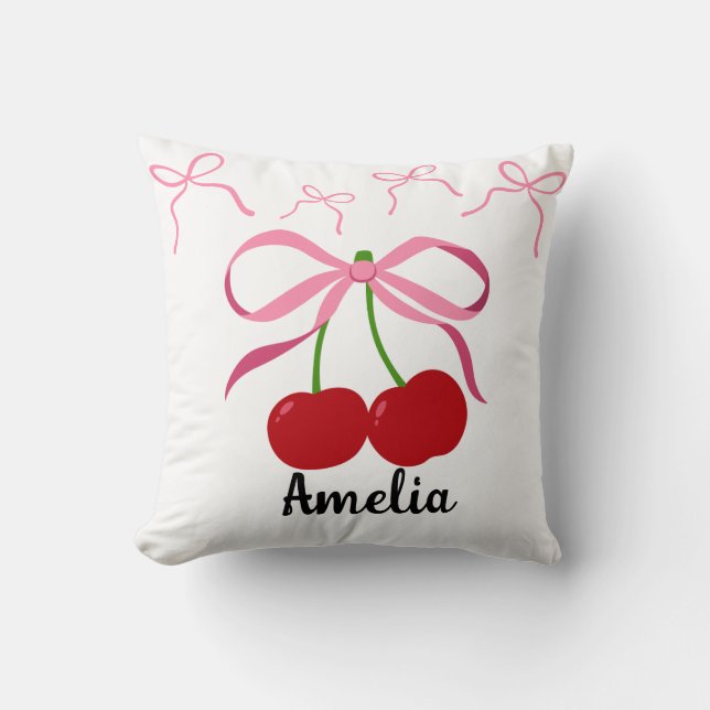 Red Cherries fruit pattern  Cushion (Front)