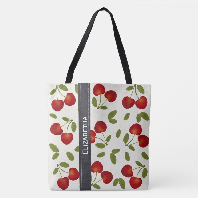 Red cherries fruit patterns tote bag (Front)