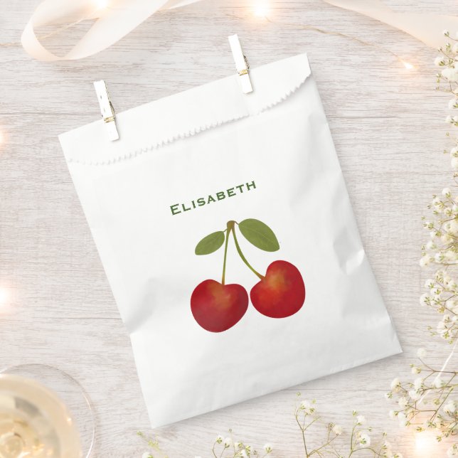 Red cherries fruit personalise name   favour bags (Clipped)