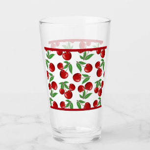 Red Cherries Graphic All Over Pattern Glass
