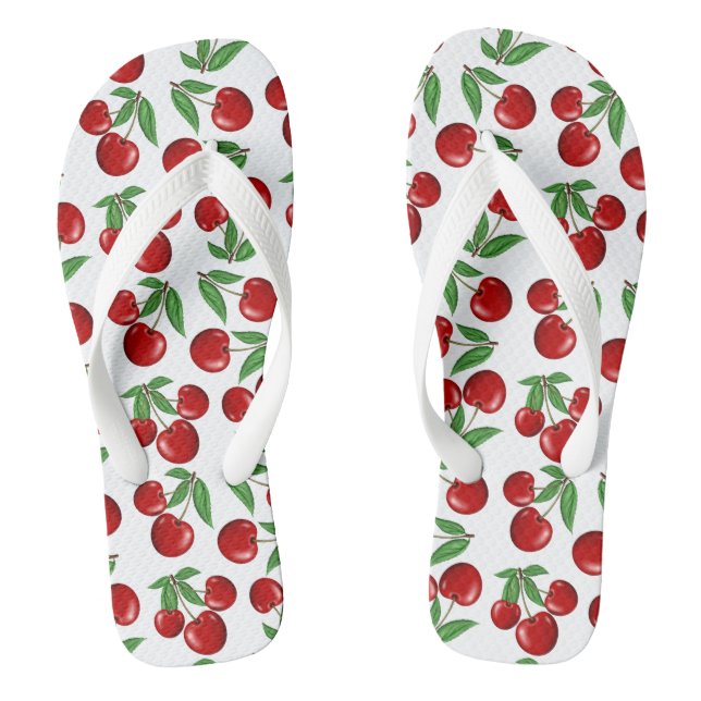 Red Cherries Graphic All Over Pattern Jandals (Footbed)