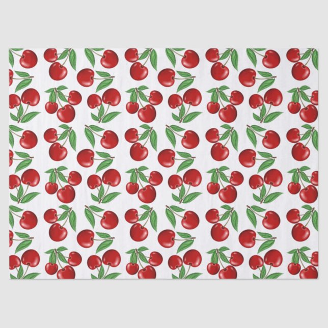Red Cherries Graphic All Over Pattern Tissue Paper (Front)