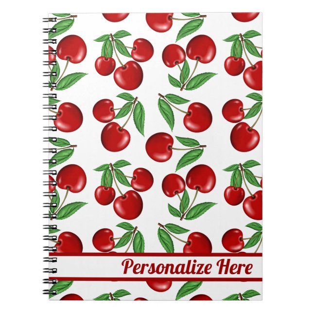 Red Cherries Graphic Personalised Notebook (Front)