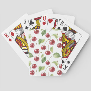Red Cherries Green Leaves Playing Cards