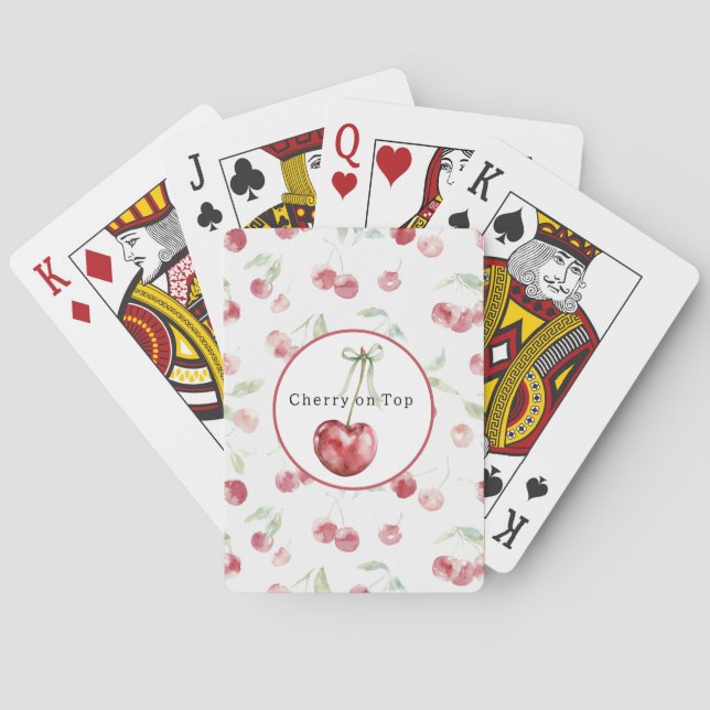 Red Cherries Green Leaves Playing Cards (Back)