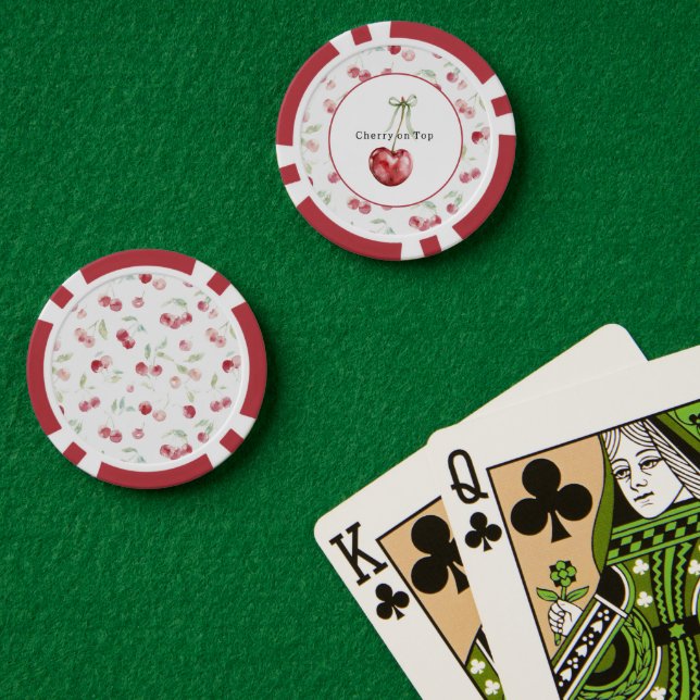 Red Cherries Green Leaves Poker Chips (Poker Table (Double))