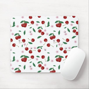 Red Cherries Greenery & Blossoms  Mouse Pad