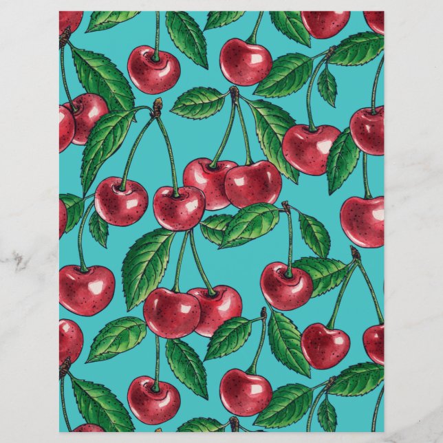 Red cherries on turquoise (Front)
